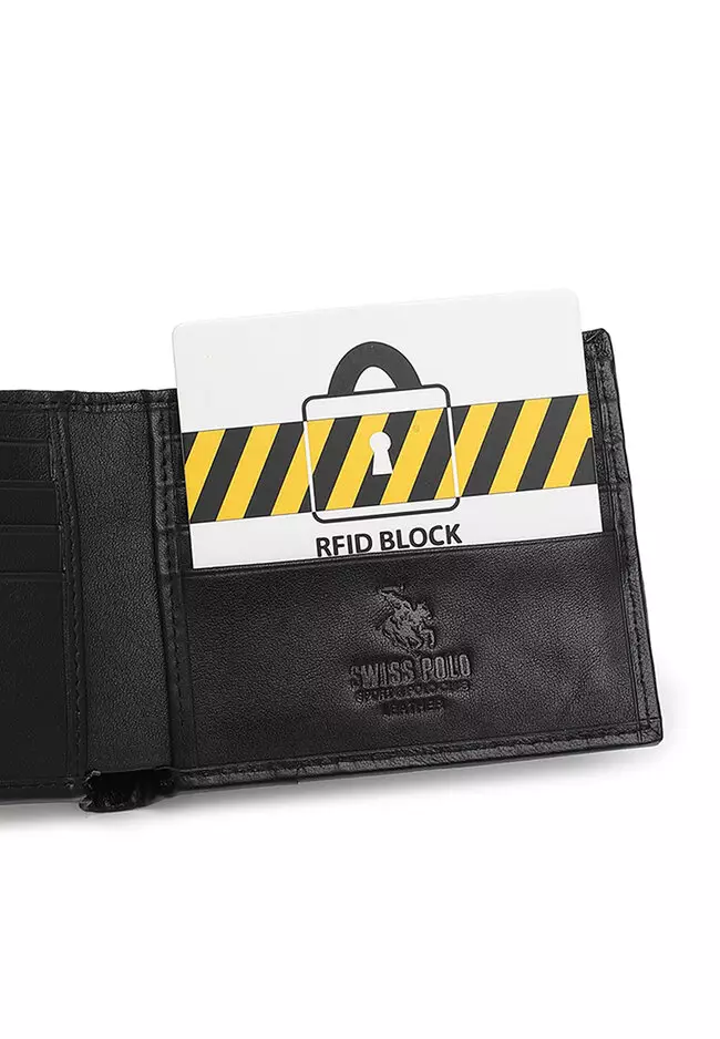 Men's RFID Blocking Bi Fold Wallet - Black