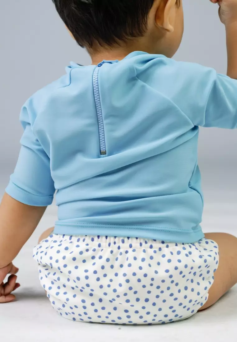Soleil Baby Unisex Top & Swim Diapers - Blue Beach Top