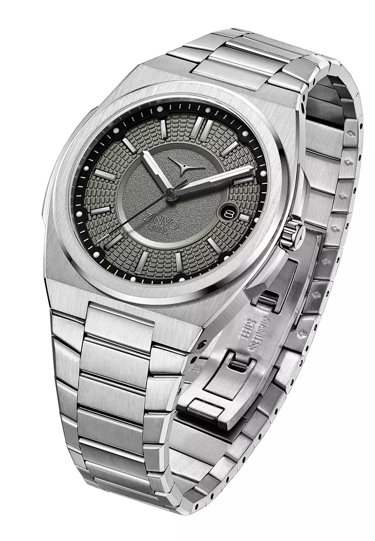Jam Tangan Pria Analog Zinvo Rival Silver + Free Premium Rubber Strap