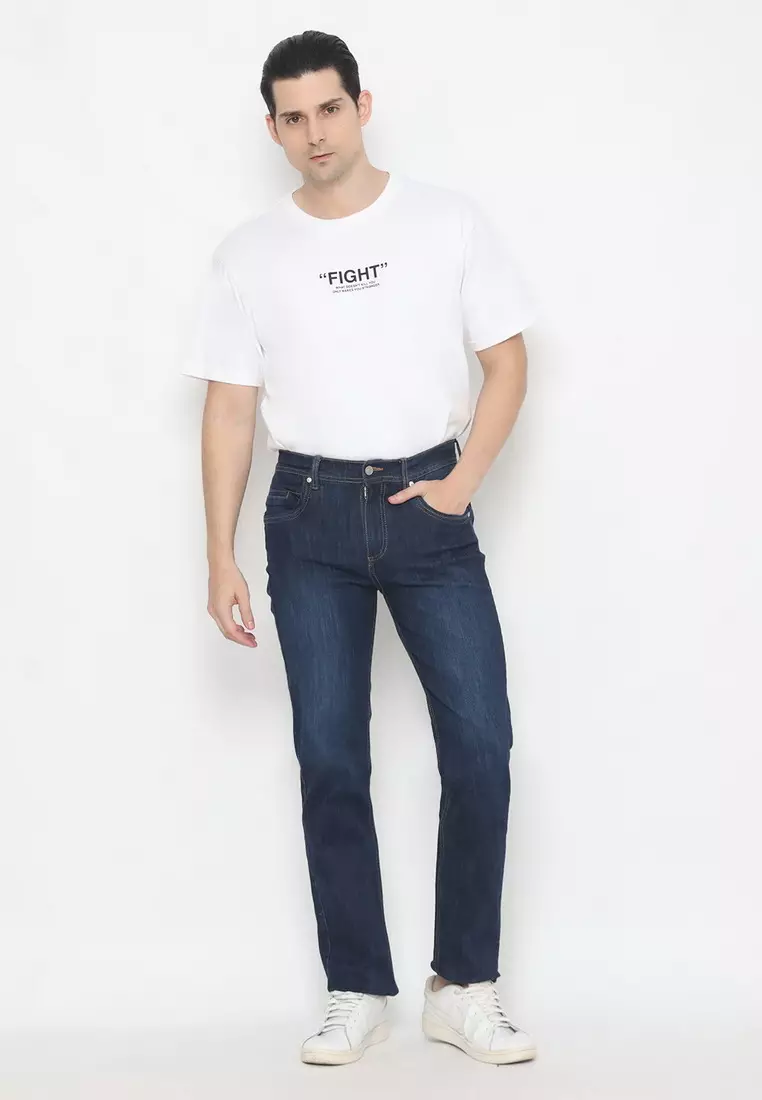 POLICE Celana Jeans Panjang V Pocket Biru Pria