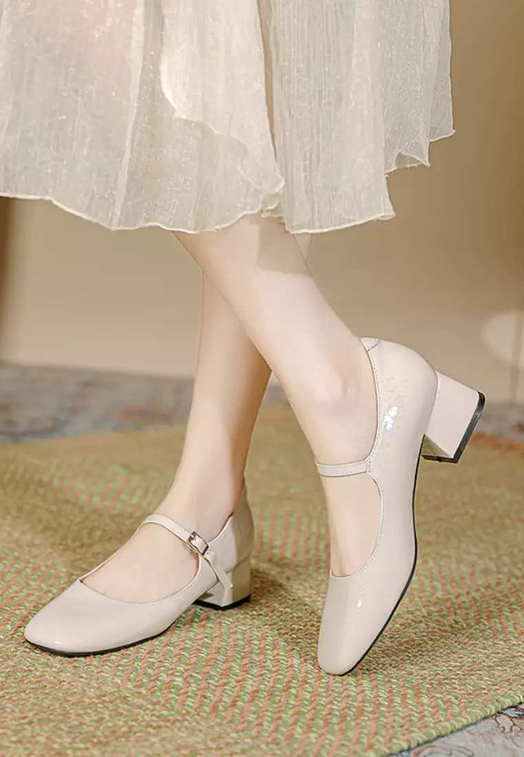 4CM Buckle Strap Patent Leather Mary Jane Shoes TE2010-2