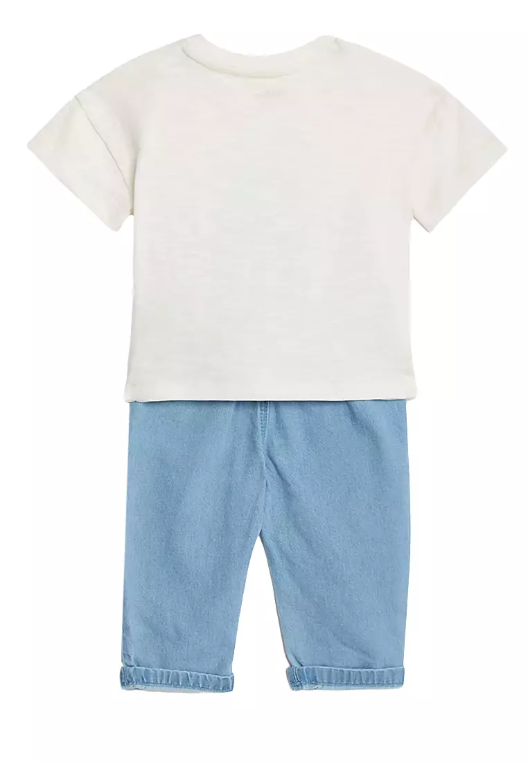 2pc Cotton Rich Slogan Outfit