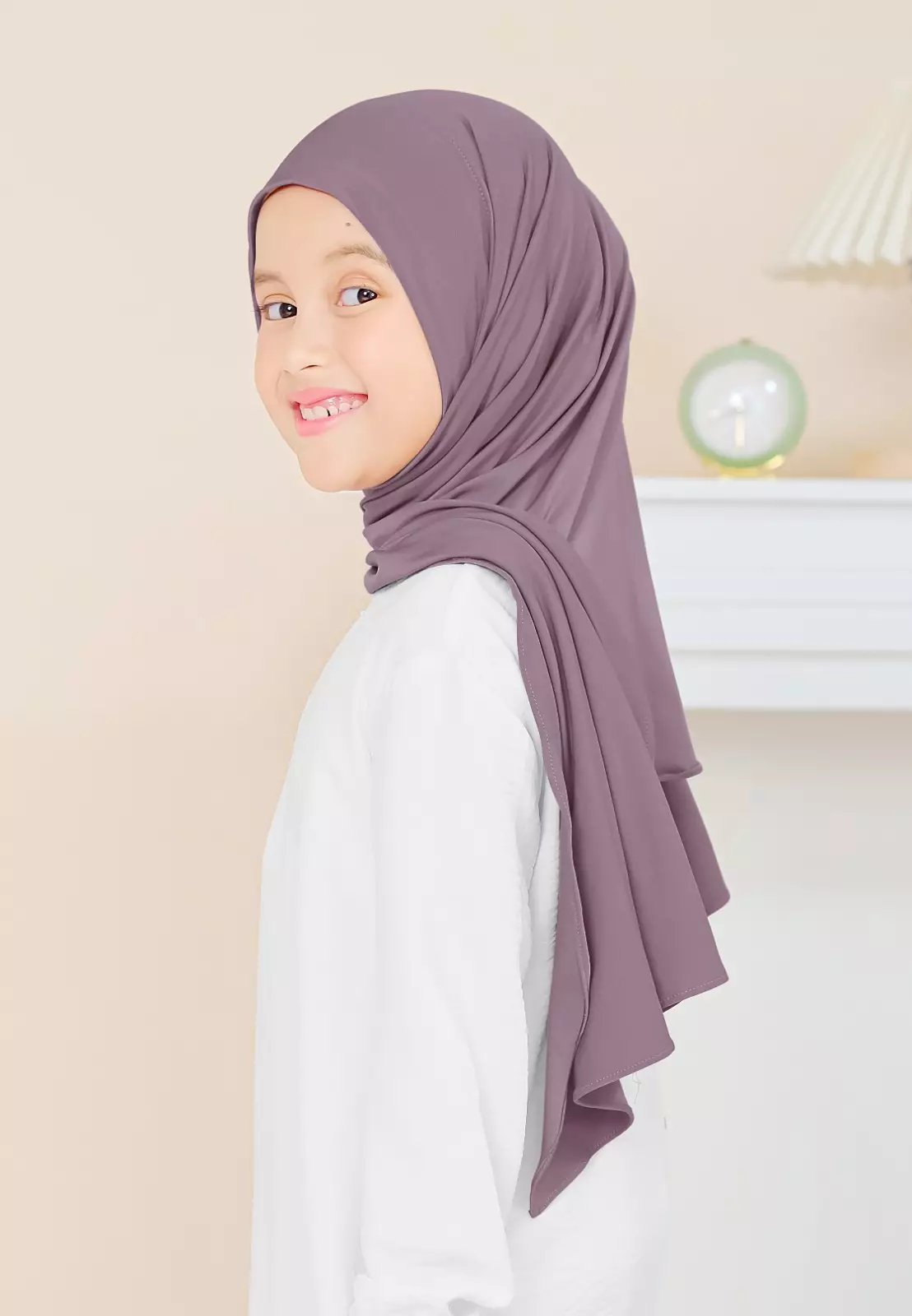 Cotton Bee - Calla Oval Instan | Hijab Pashmina Instan Anak - Mauve Mist