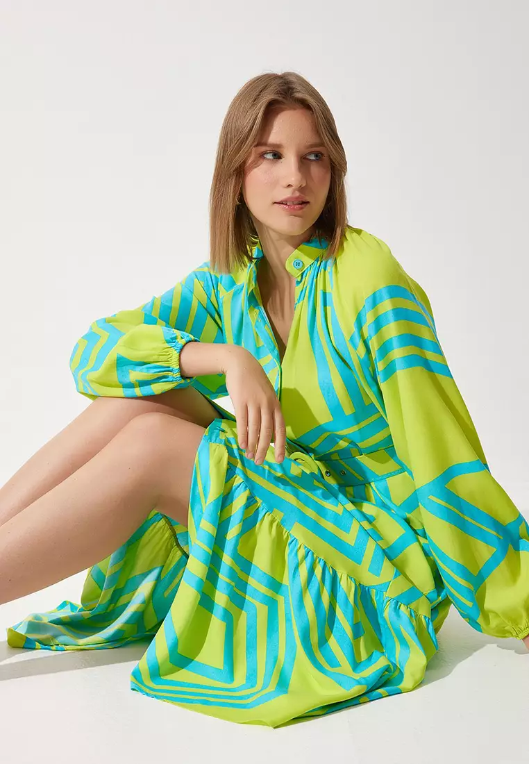 Belted Oversize Summer Viscose Dress