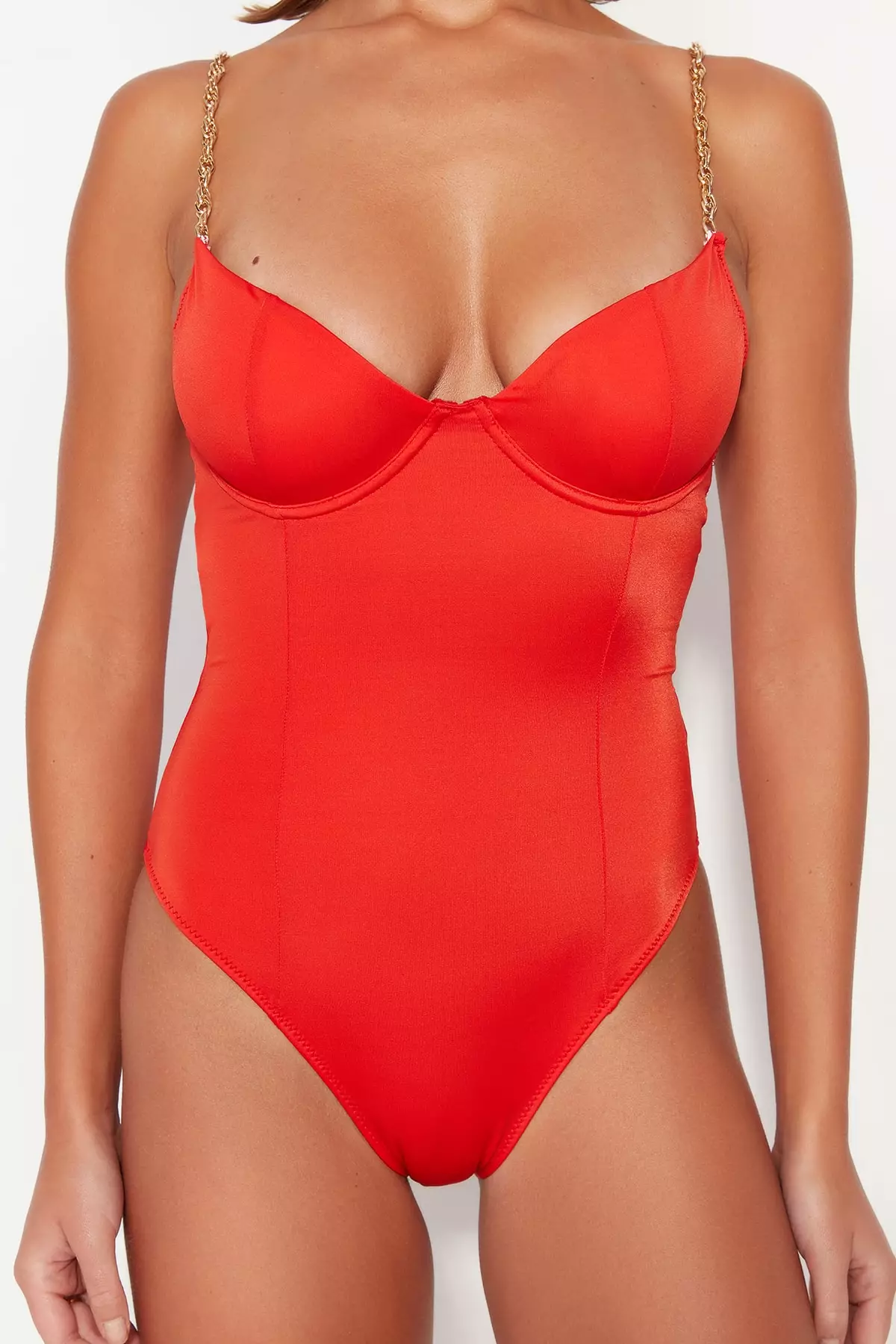 Red one piece swimsuit best sale underwire