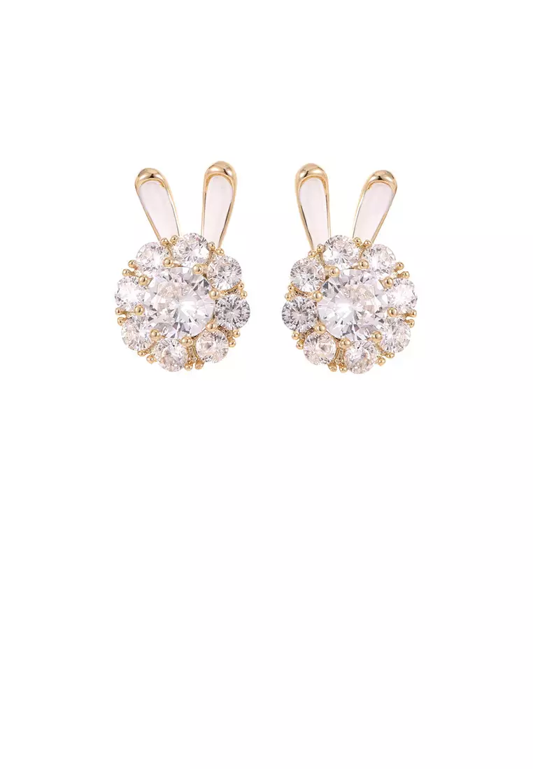 Buy Glamorousky Simple Cute Plated Gold Rabbit Stud Earrings with