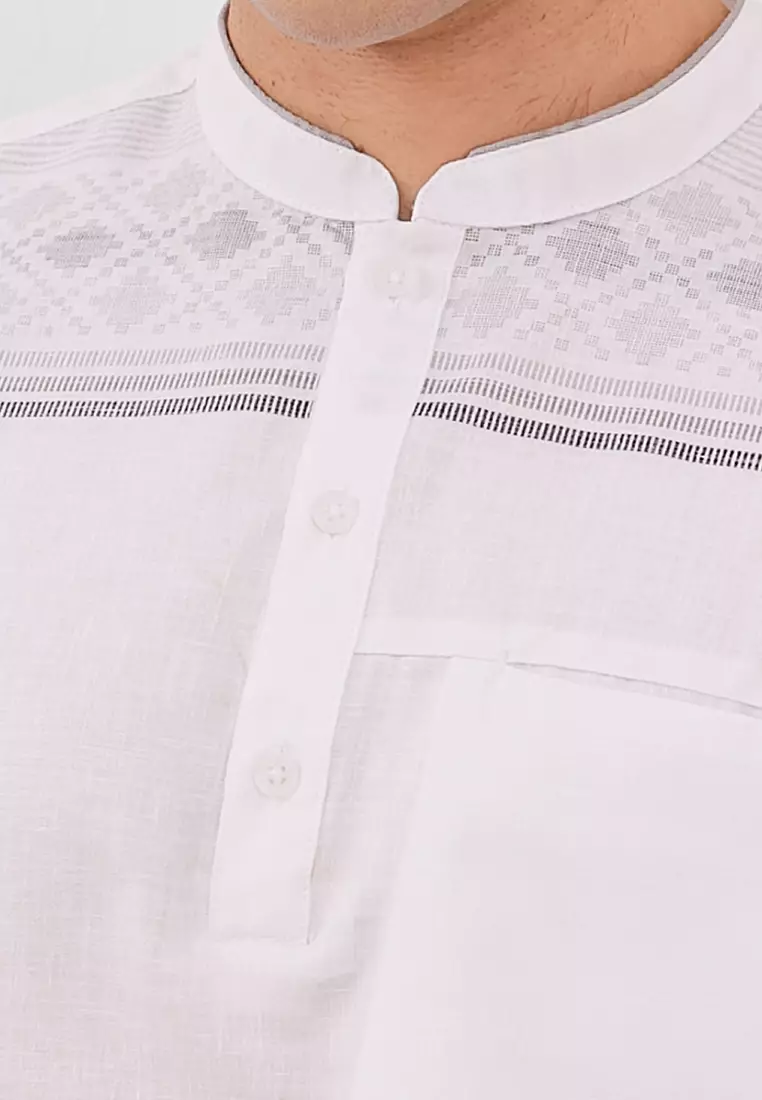 Kemeja Koko Pria Lengan Pendek URFAN WHITE Baju Muslim Pria