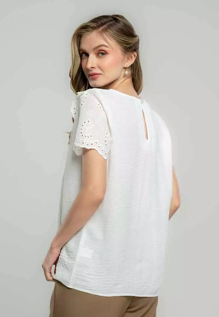 Imani Eyelet Embroidered Linen Blouse