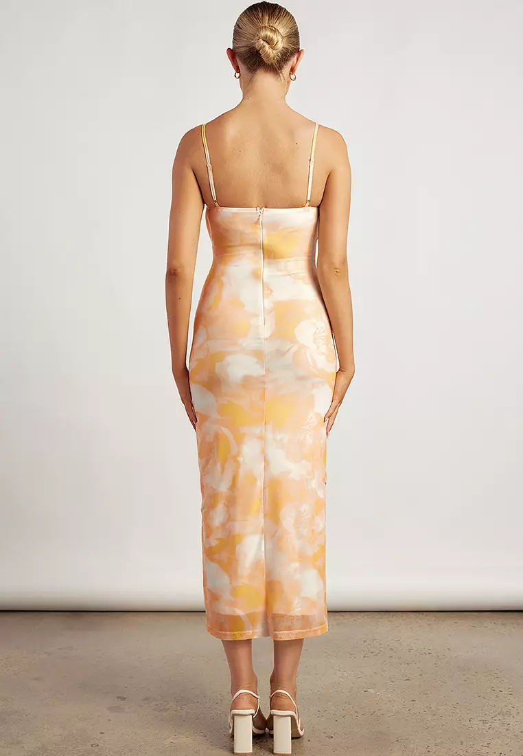 Floral Mesh Midi Dress