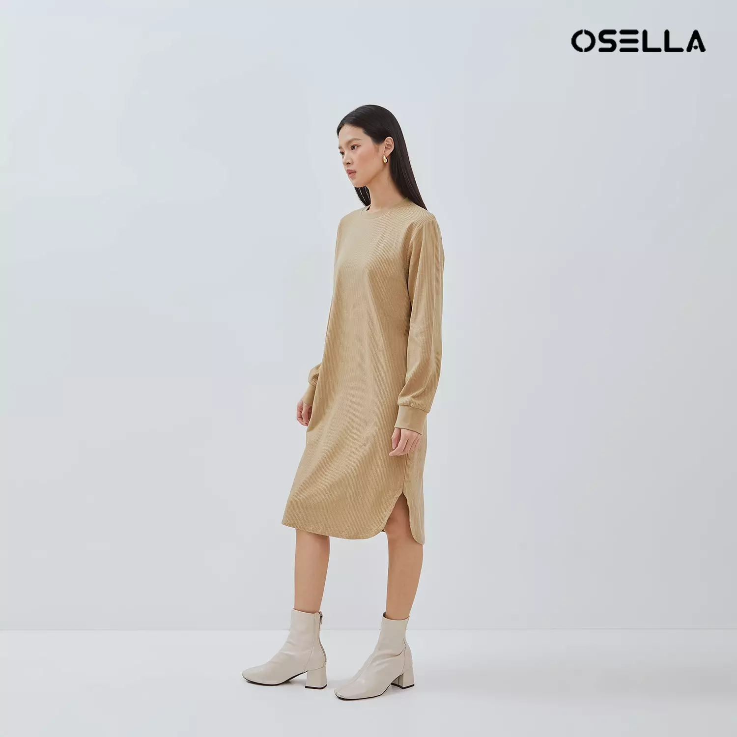 [NEW]OSELLA NAURA FANCY KNIT MIDI DRESS 2157500650 | Dress Rajut Wanita Lengan Panjang