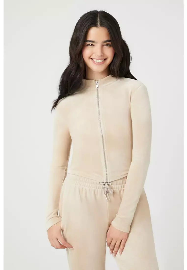 Buy FOREVER 21 Cropped Velour Zip Up Sweater 2024 Online ZALORA