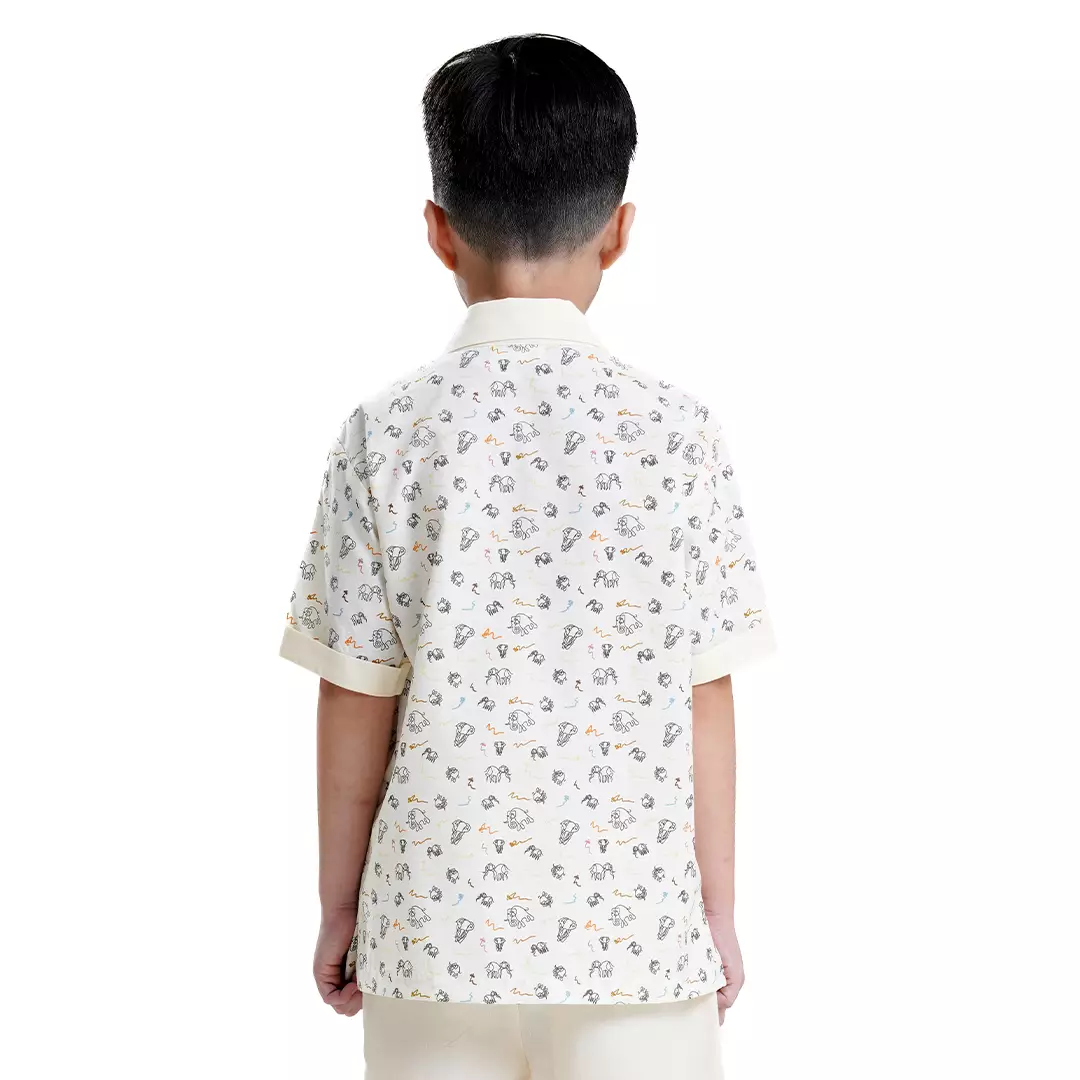 Rabbani - Setelan Kemeja Anak Lengan Pendek Bani Batuta Abinawa SG - Yellow Cream