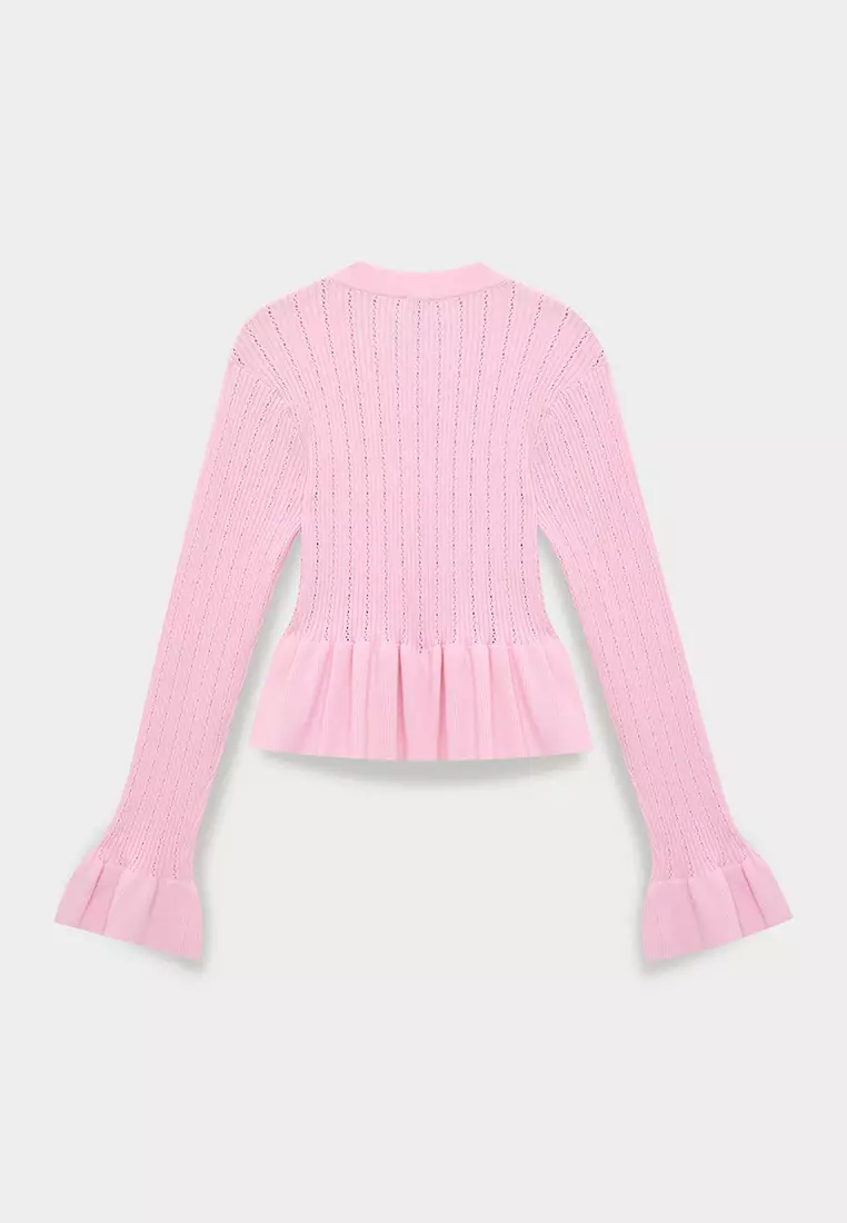 The Oaks Light Pink Peplum Cardigan main image 0
