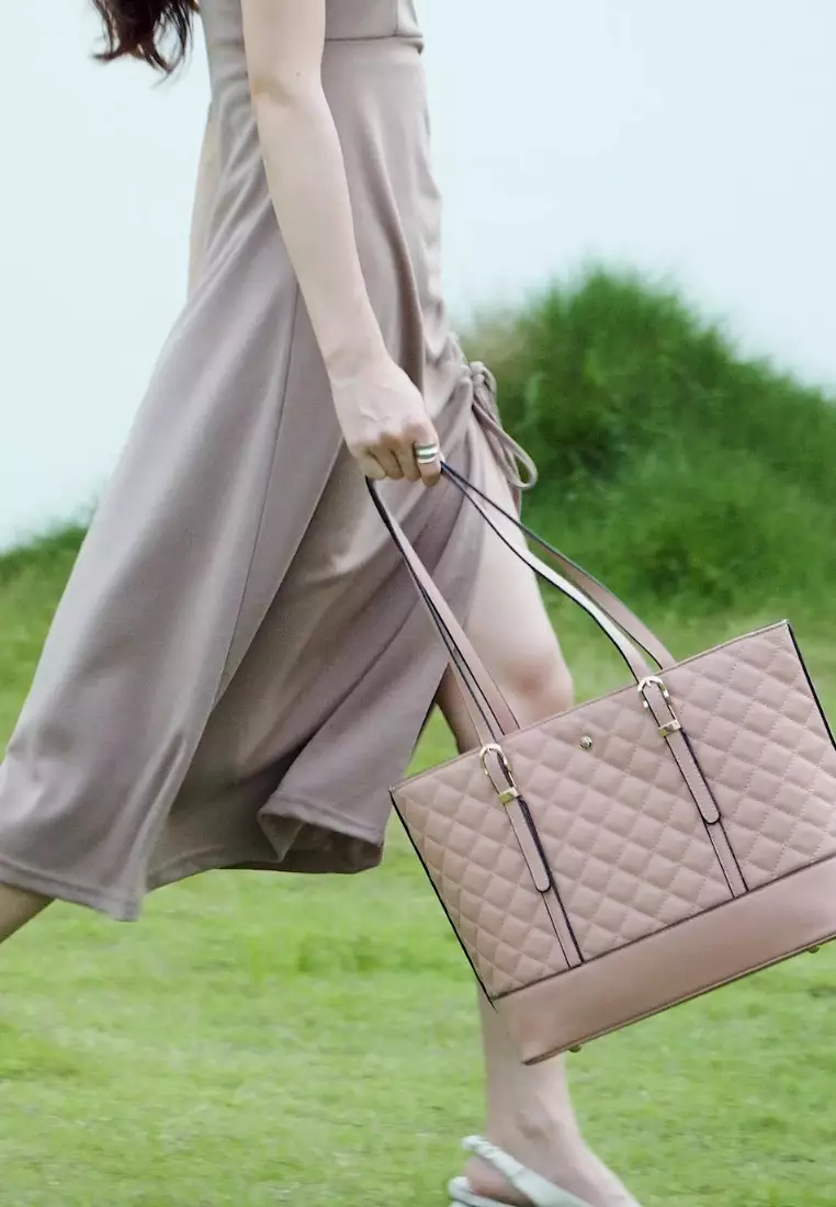 3 in 1 Tote Bag & Top Handle Bag & Pouch - Pink