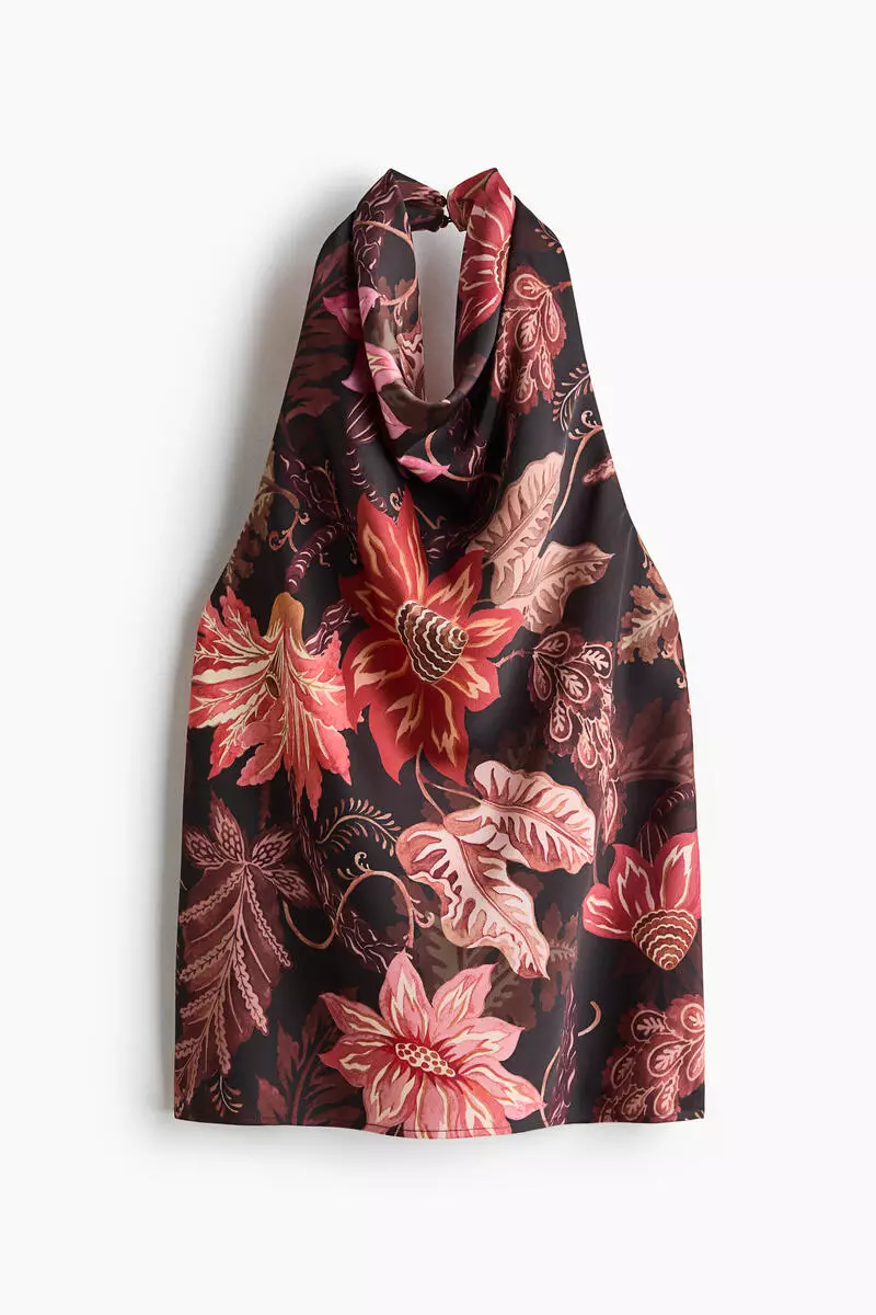 Cowl-neck halterneck top