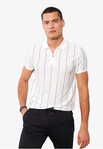 LC WAIKIKI white and beige Striped Men's Polo Shirt 4AE45AA97908D9GS_1