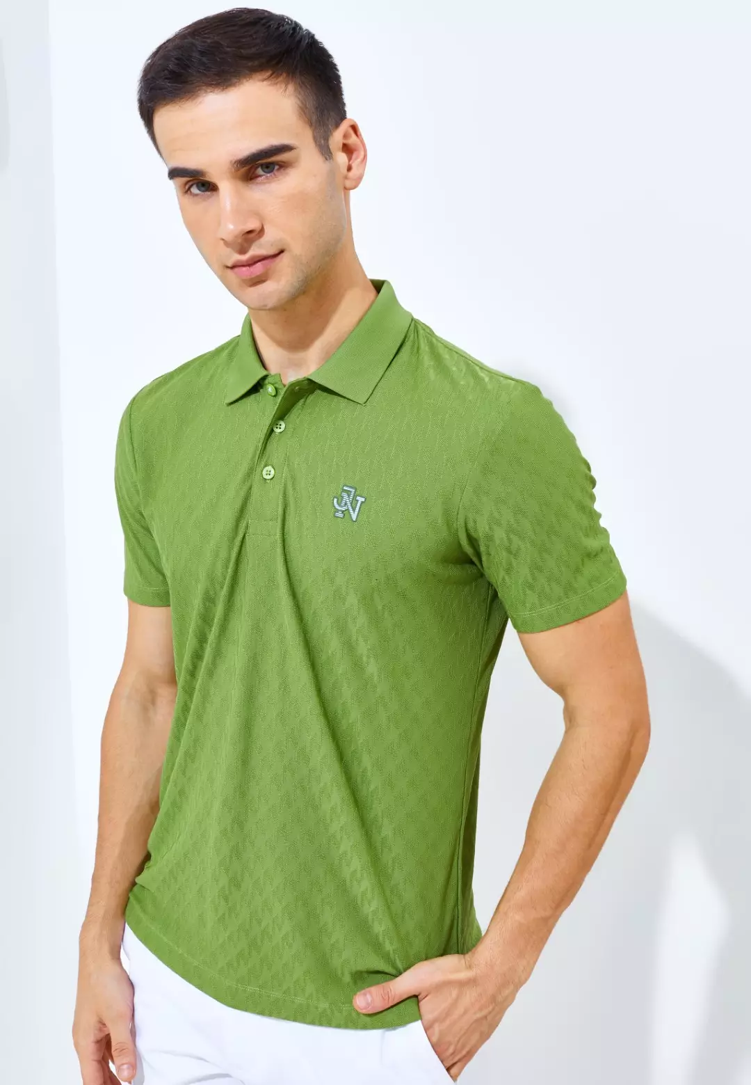 Jack Nicklaus Odyssey Polo Shirt Pria Slim Fit Grasshopper Green