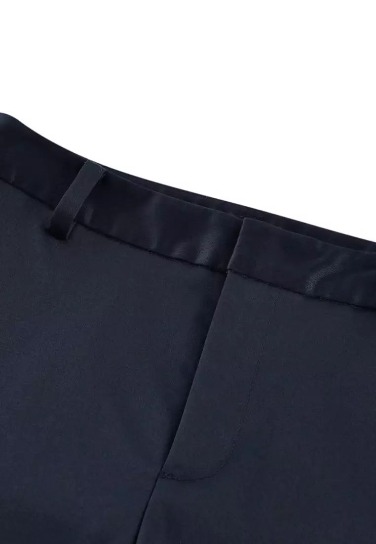 Cotton Blend Spandex Satin Ankle Skinny Pants With Belt