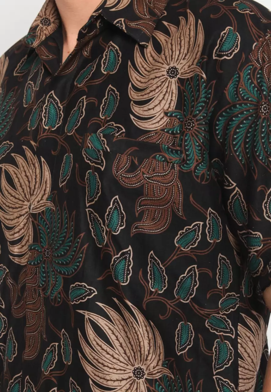 Kemeja Batik Pria Premium Slimfit Elegant Modern Lengan Pendek Candra Ijo