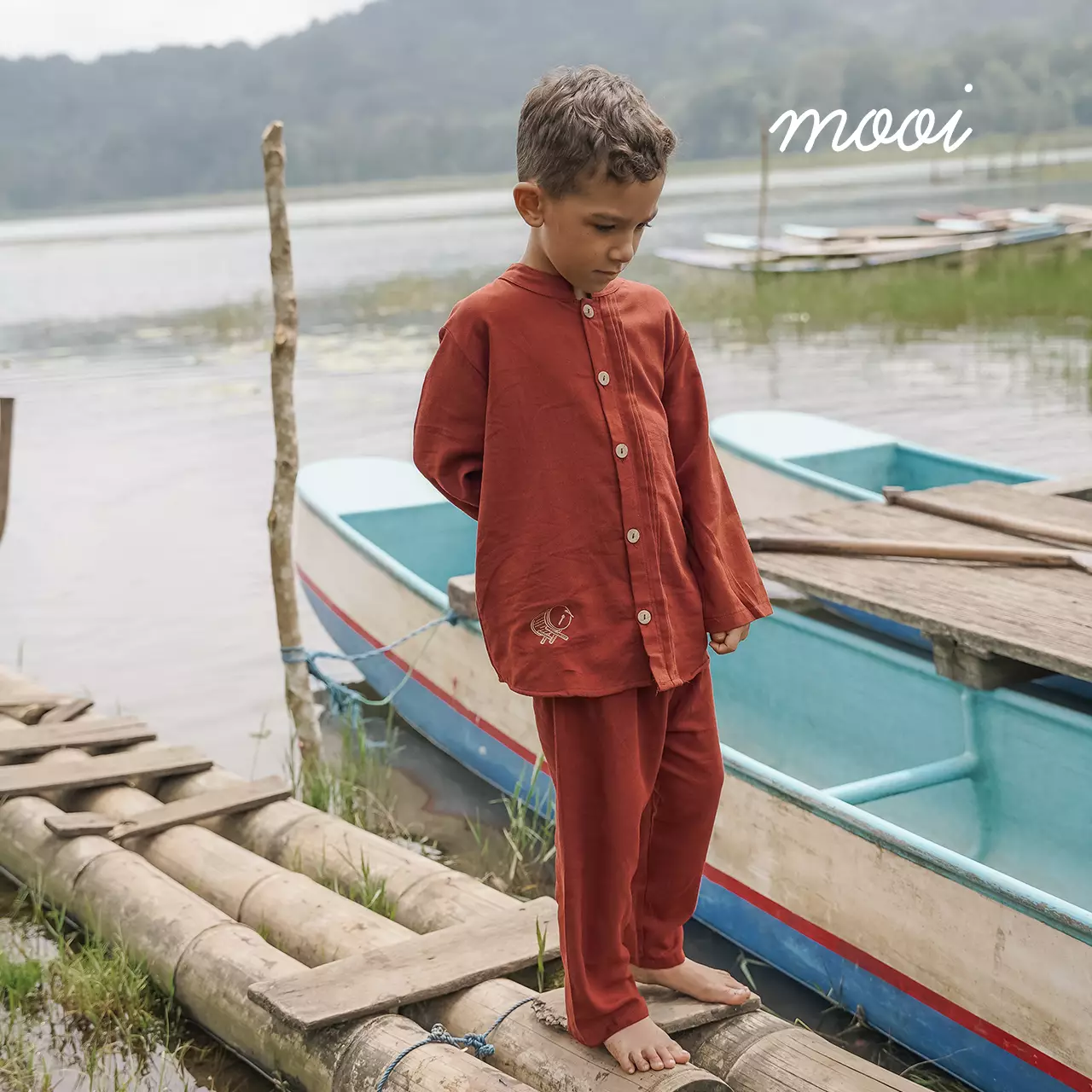 Mooi Setelan Koko Anak Athar Koko Set - Smoky Blue