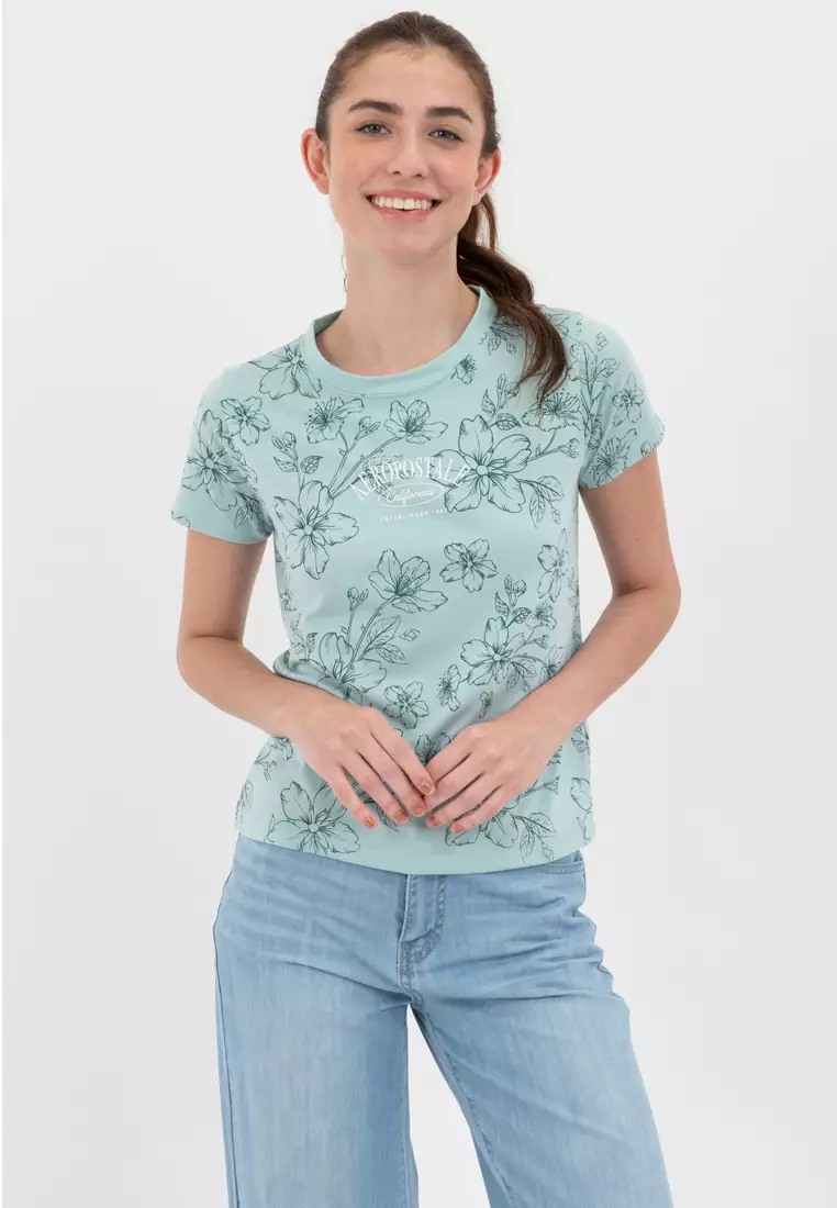 Online Exclusive Ladies All Over Print Tee Beryl Green