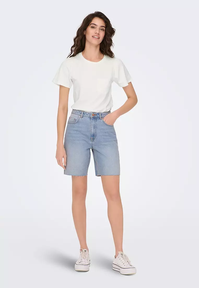 High waisted long shorts sale