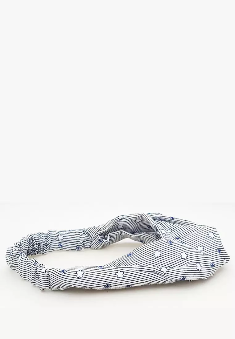Twisted Headband Striped Stars Navy