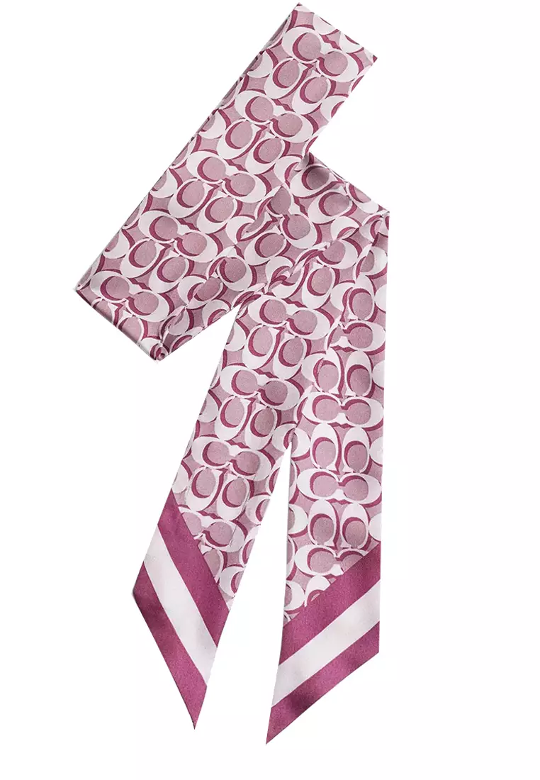 Buy Coach Signature Print Silk Skinny Scarf in Jasmine c8363 2025
