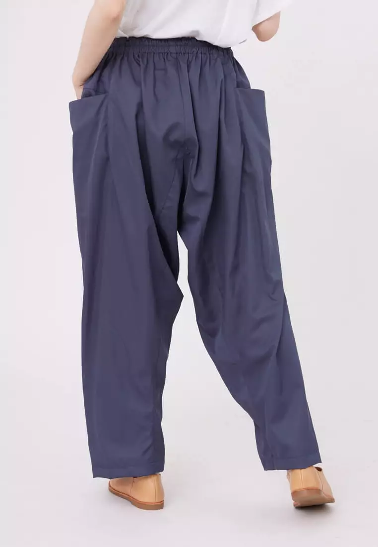 Harem Pants in Blue, With Large Pocket and Flexible Waist Unisex