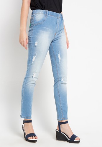 SYDNEY Stocking Light Jeans High Rise with Destroy