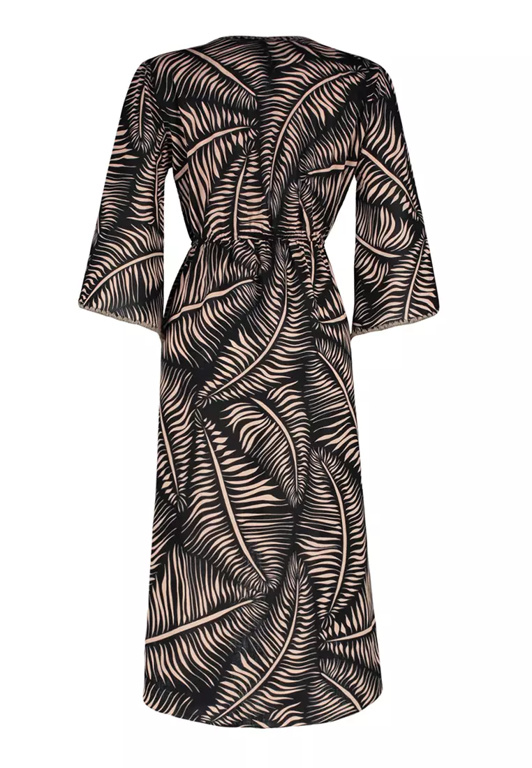 Ethnic Patterned Midi Flounce Beach Dress