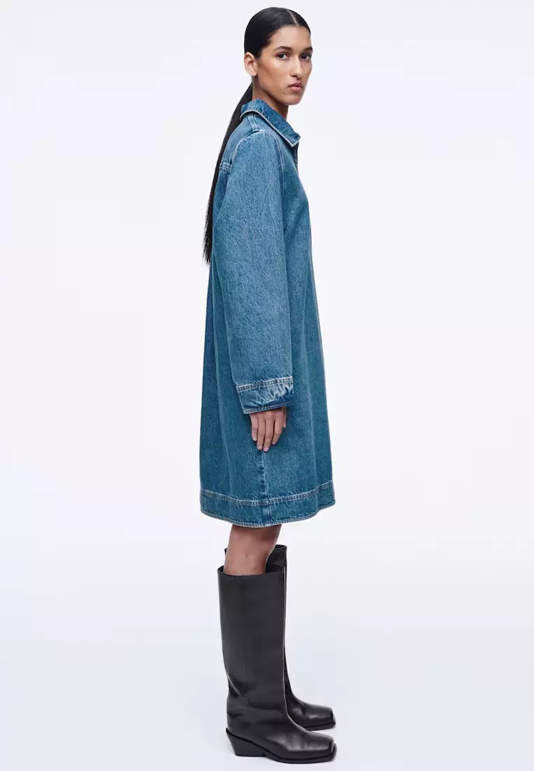 Denim Half-Zip Dress