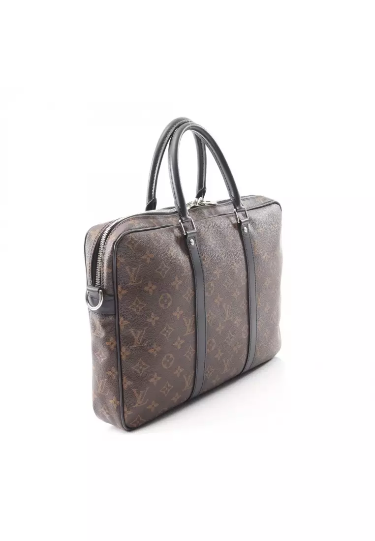 Pre-Loved Louis Vuitton PDV PM monogram macassar Briefcase Business bag PVC leather Brown black 2WAY