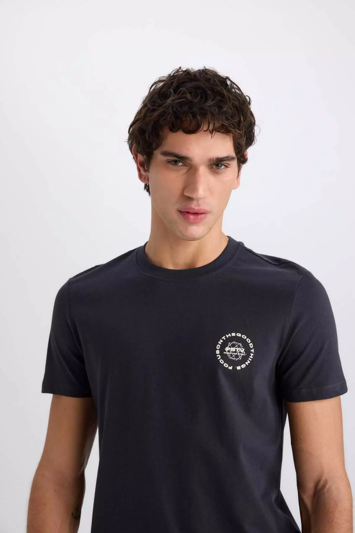 100% Cotton Slim Fit Slim Fit Crew Neck Printed Short Sleeve T-Shirt C2079Ax24Sm