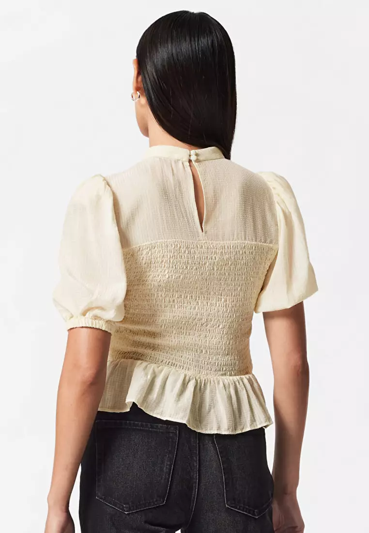 Smocked Peplum Blouse
