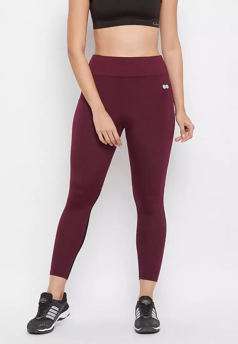 Buy Clovia Snug Fit Active Ankle Length Tights in Maroon 2024