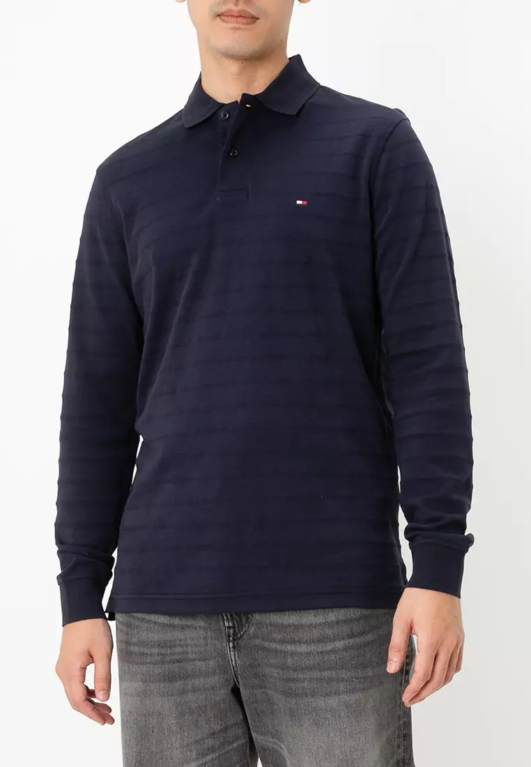 Buy Tommy Hilfiger Jacquard Stripe Long Sleeve Polo Shirt Tommy