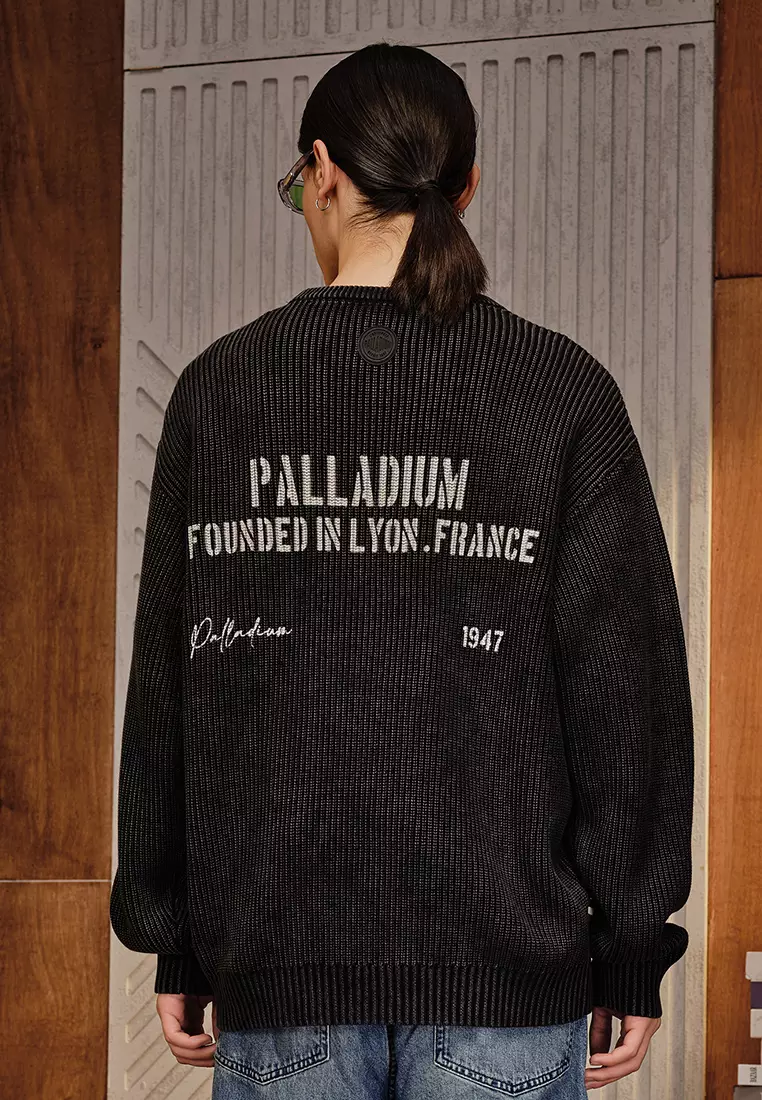 男裝 PALLADIUM LOGO 寬鬆落肩全棉針織毛衣