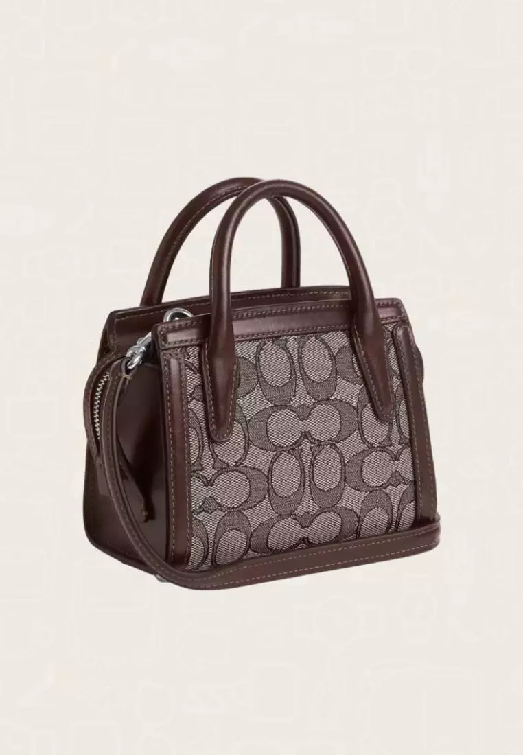 Coach Andrea Mini Carryall In Signature Jacquard Oak Maple