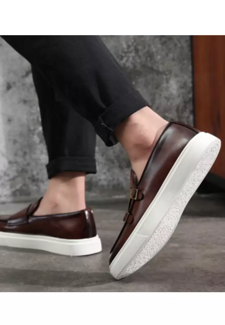 Texture Synthetic Leather Buckle Loafers WZWH-S22