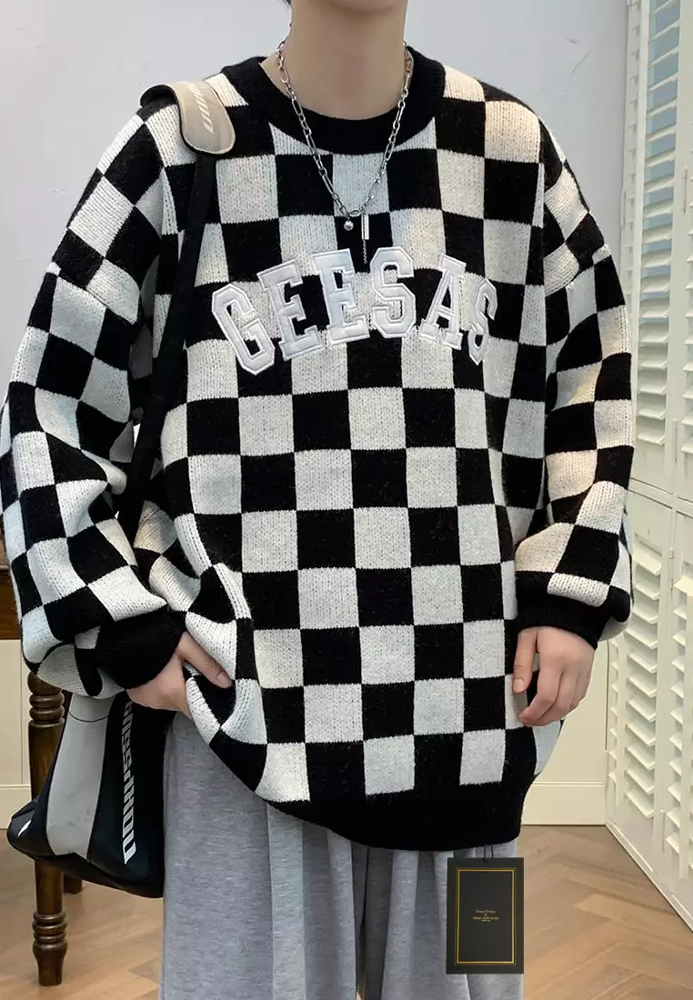 Checkered sweater clearance