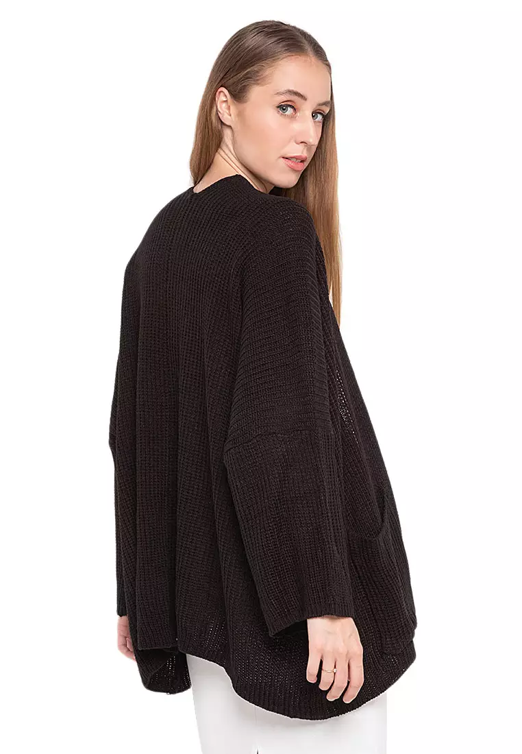 Yoluta Kardigan Oversize Atasan Wanita Long Sleeves Premium Quality - Hitam