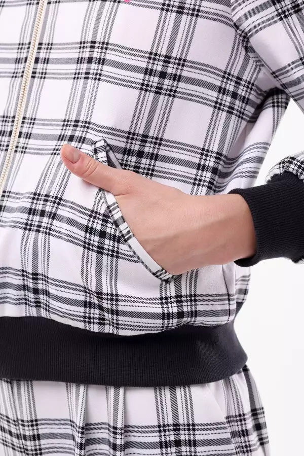 MINIMAL/Emily In Paris - Chantal - Plaid Bomber Jacket - Black Warna Black