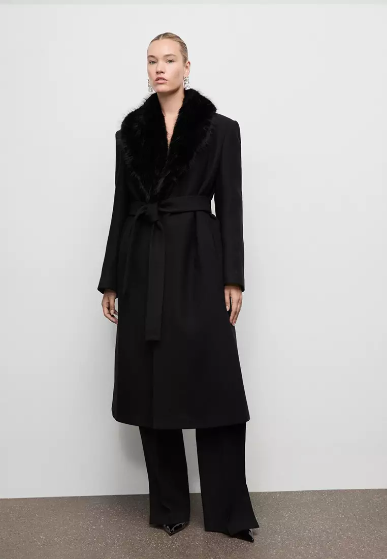 Manteco Coat With Fur Collar