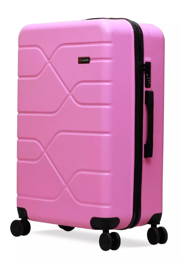 Almero Koper Hardcase Size 28 Inch Suitcase Unisex Big Size Number Combination Lock Material Fiber ABS ORIGINAL - Pink