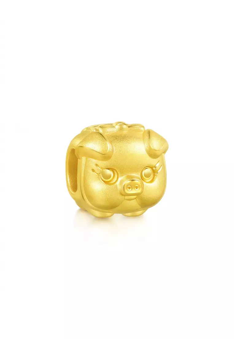 999 24K Solid Gold Zodiac Pig Charm 90024C (Bracelet not included)