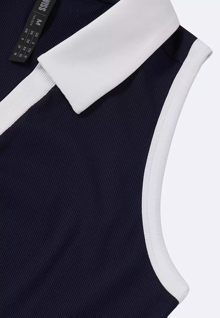 女裝 K-SWISS LOGO 拼色網球風POLO背心 無袖上衣