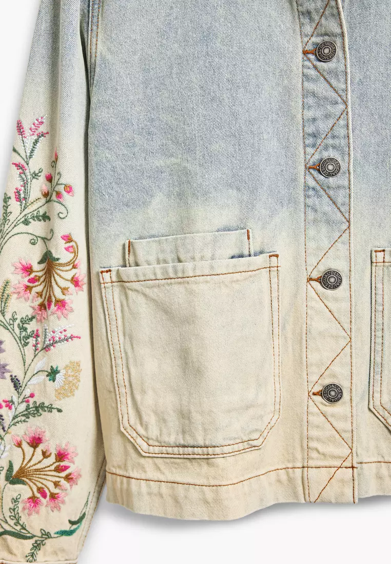 Floral denim jacket