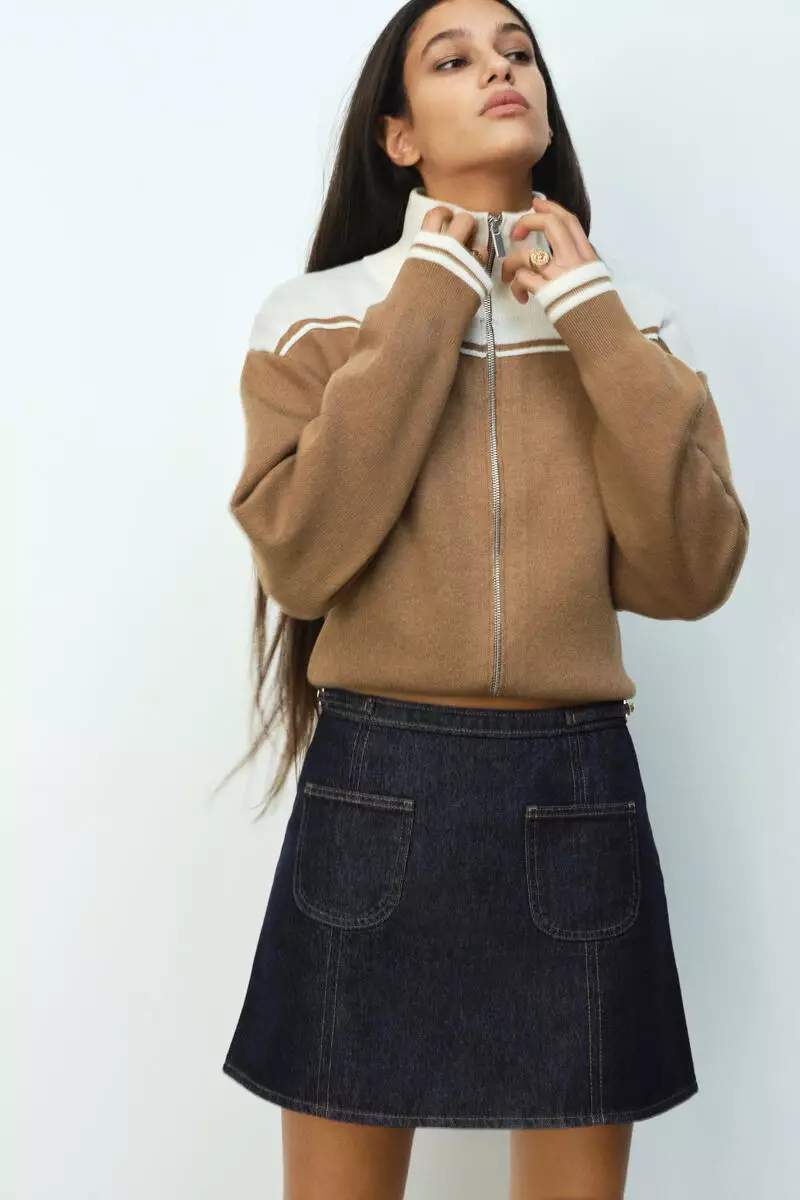 A-line denim skirt