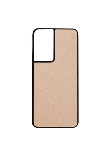 THEIMPRINT beige SAMSUNG S21 ULTRA SAFFIANO LEATHER PHONE CASE - NUDE 47A87ES0AA6977GS_1